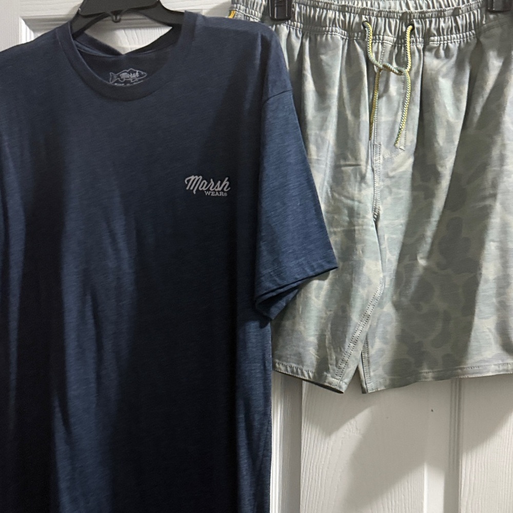 Men's Blue T-Shirt and Gray Shorts Set